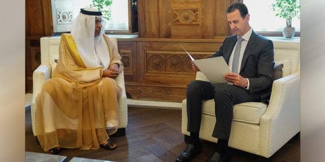 الرئيس السوري يتلقى دعوة من رئيس دولة الإمارات لحضور قمة المناخ